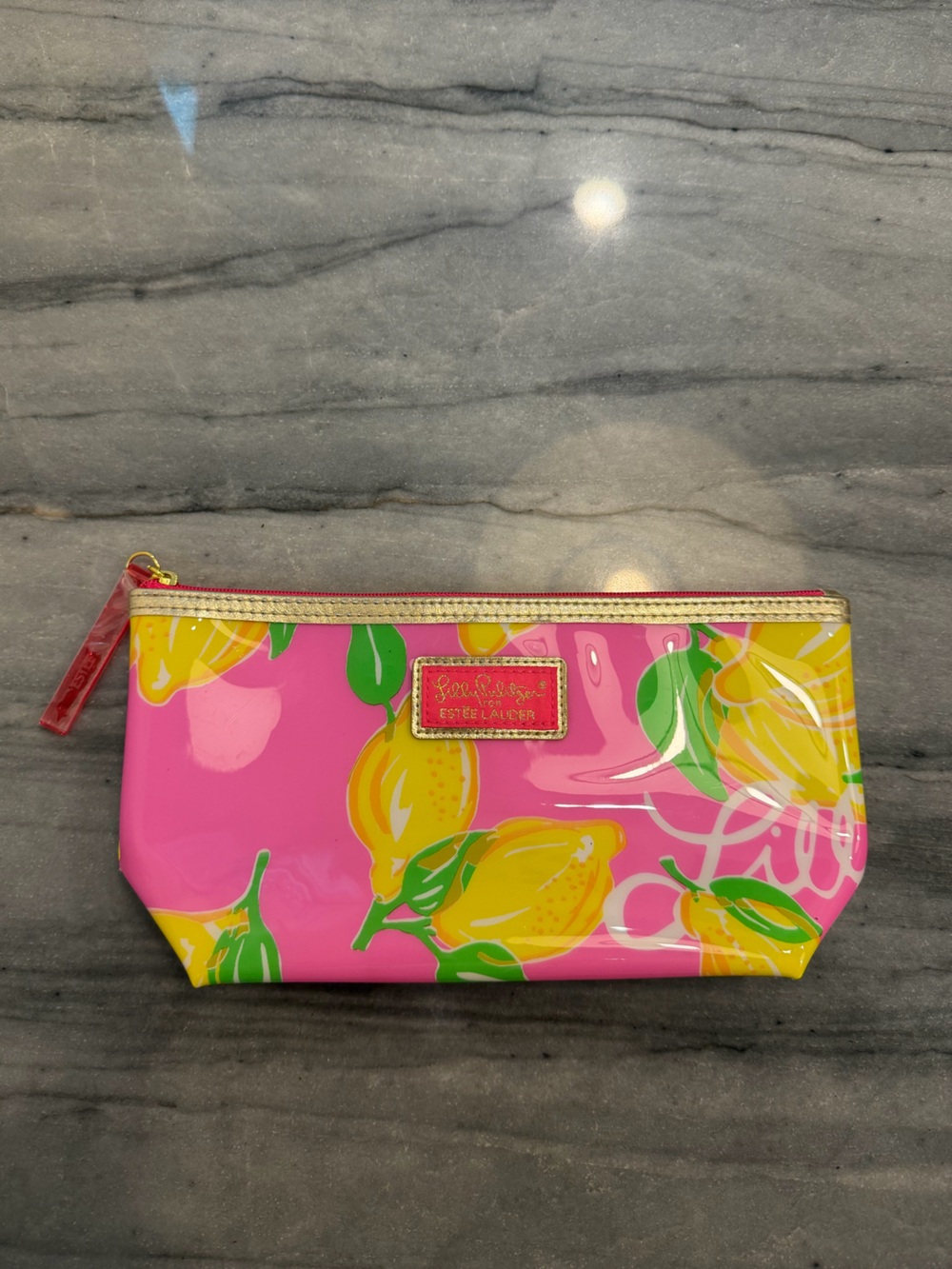 Lilly Pulitzer Estée Lauder Pink & Yellow Lemon Cosmetic Pouch